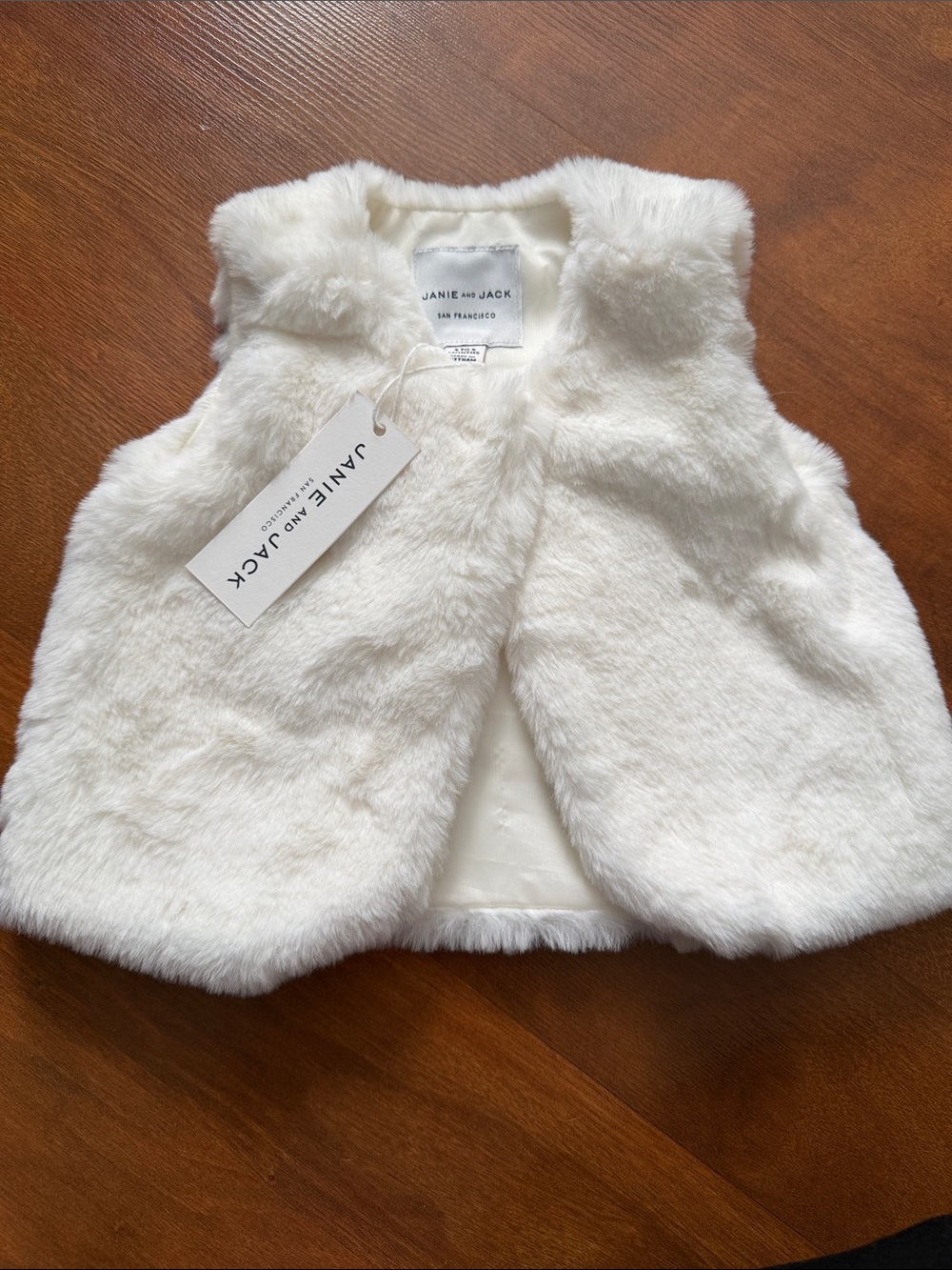 Janie and Jack White Faux Fur Kids Vest